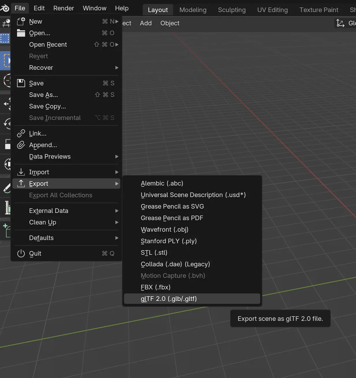Blender GLB export settings