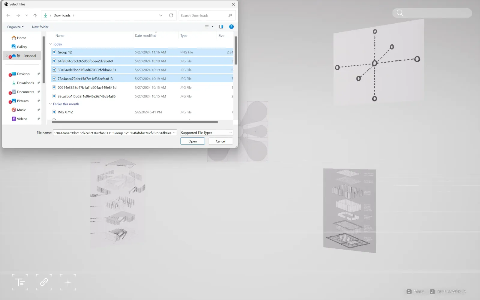 Selecting files to import in MIND