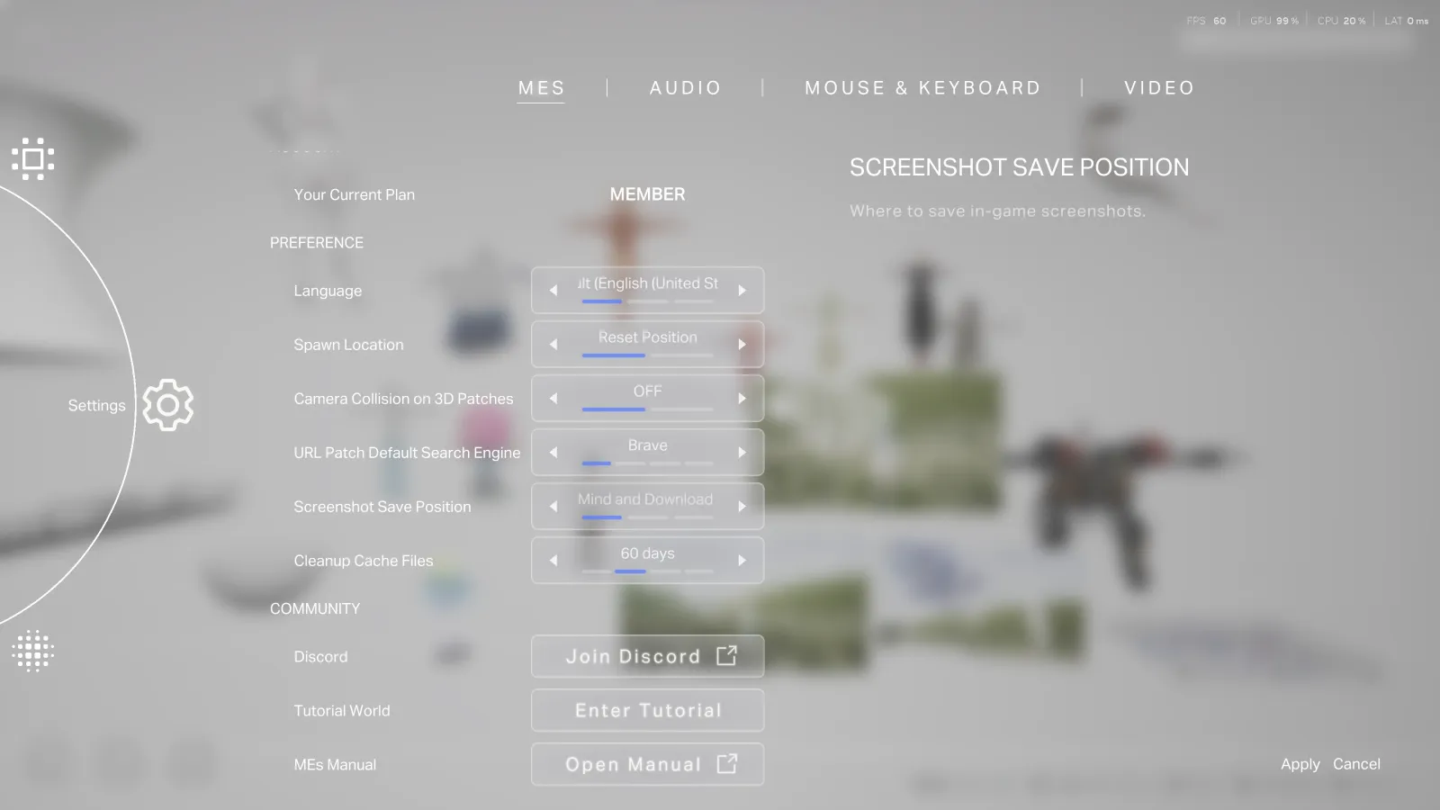 MEs Settings — SAVE TO FOLDER option