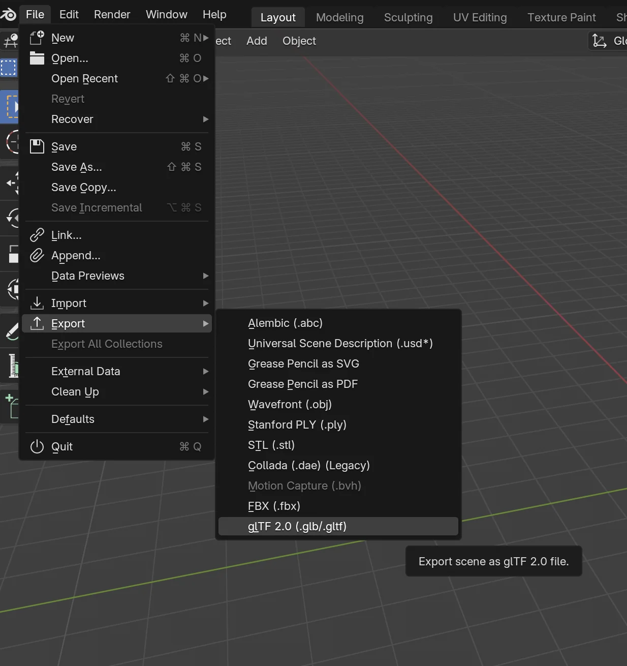 Blender GLB export settings