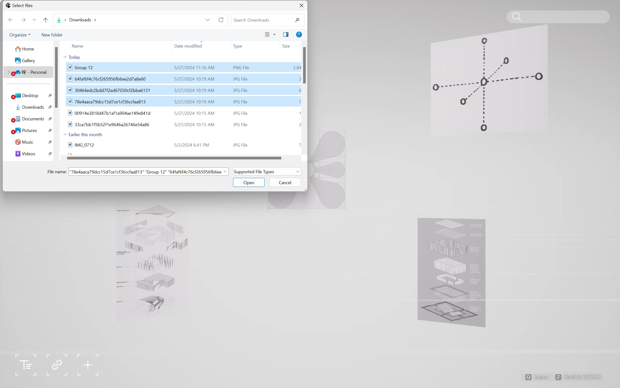 Selecting files to import in MIND